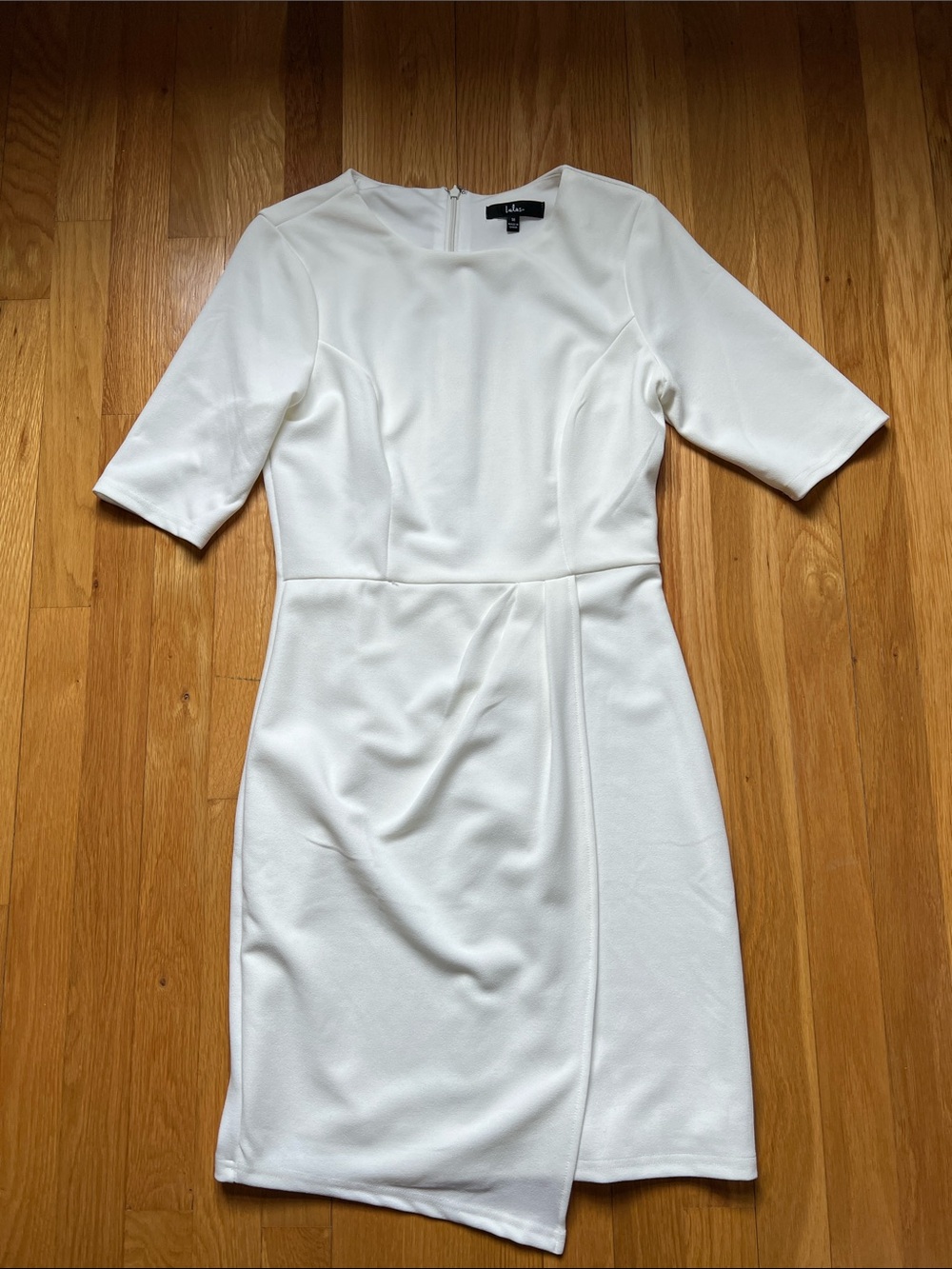 Lulu's White Short Sleeve Sheath Midi Dress